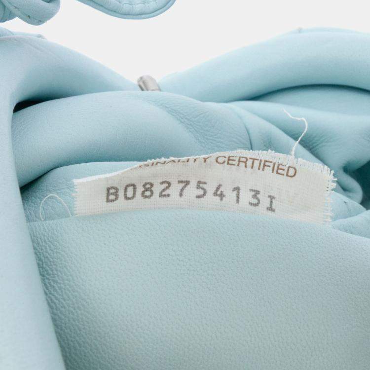 Pre Owned Bottega Veneta Blue Nappa Intrecciato The Mini Pouch Crossbody