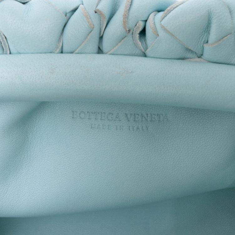 Pre Owned Bottega Veneta Blue Nappa Intrecciato The Mini Pouch Crossbody