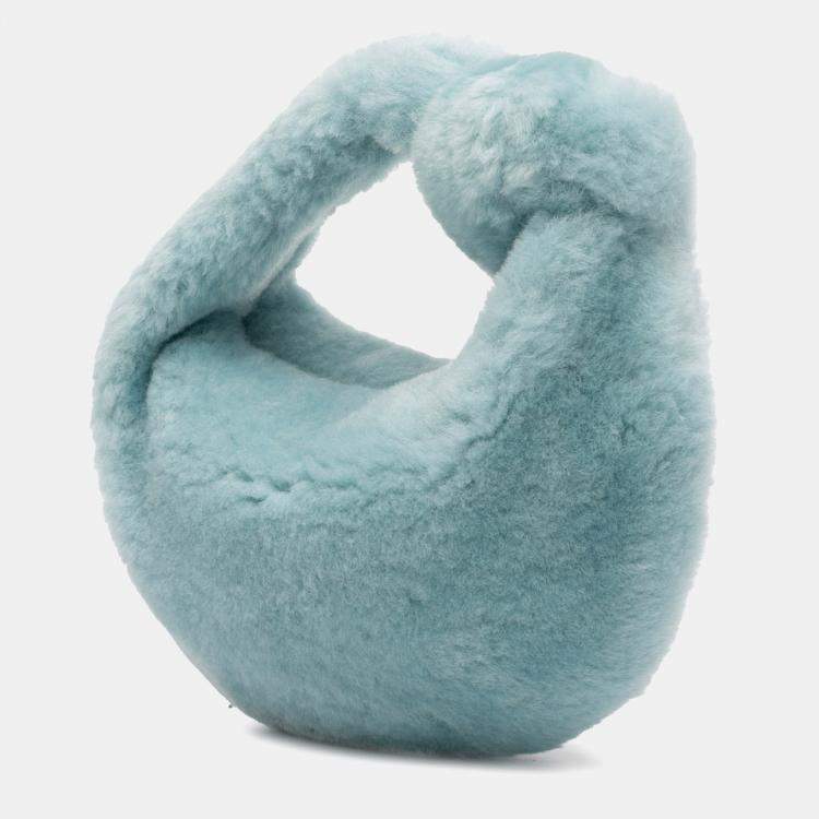Pre Owned Bottega Veneta Light Blue Mini Shearling Jodie