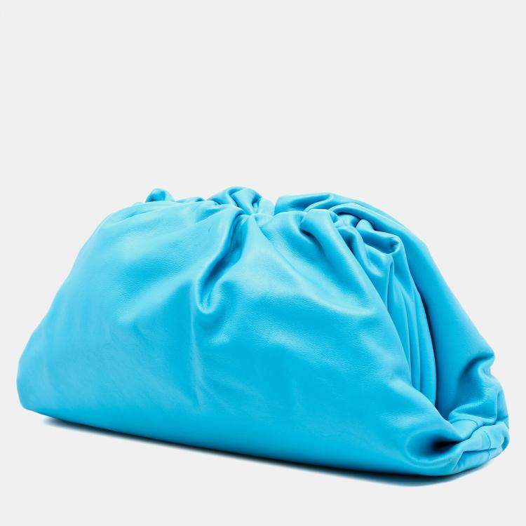Pre Owned Bottega Veneta Blue Lambskin The Pouch