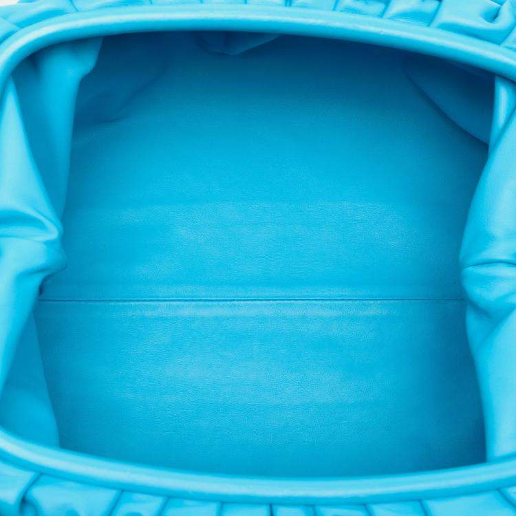 Pre Owned Bottega Veneta Blue Lambskin The Pouch