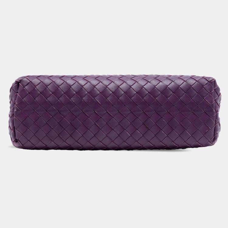 Pre Owned Bottega Veneta Purple Small Nappa Intrecciato Olimpia Shoulder Bag
