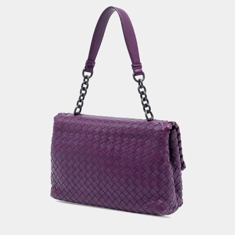 Pre Owned Bottega Veneta Purple Small Nappa Intrecciato Olimpia Shoulder Bag
