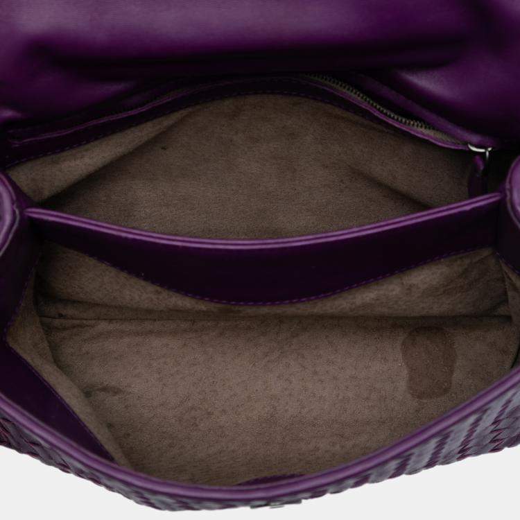 Pre Owned Bottega Veneta Purple Small Nappa Intrecciato Olimpia Shoulder Bag