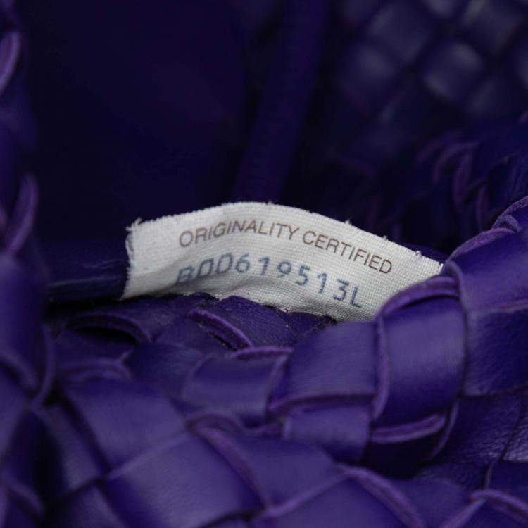 Pre Owned Bottega Veneta Purple Medium Lambskin Intreccio Cabat Tote