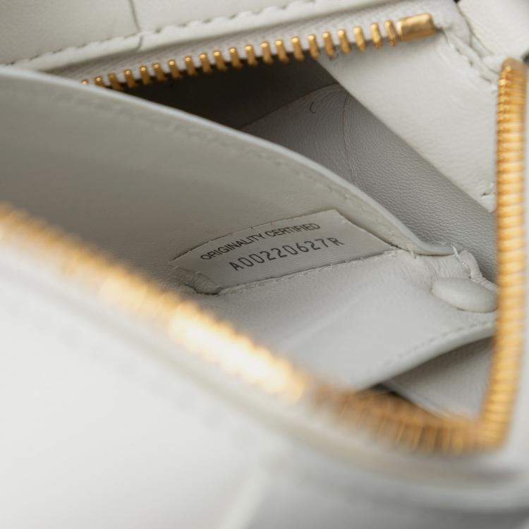 مملوكة مسبقًا Bottega Veneta White Small Lambskin Intrecciato Brick Cassette