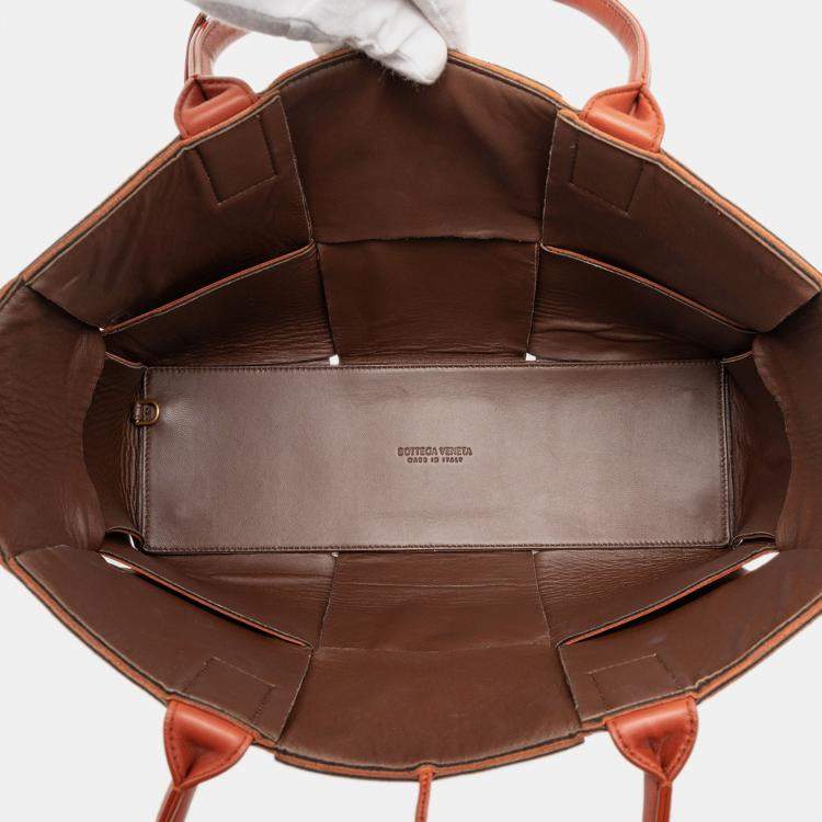 Pre Owned Bottega Veneta Brown Medium Nappa Maxi Intrecciato Arco Tote