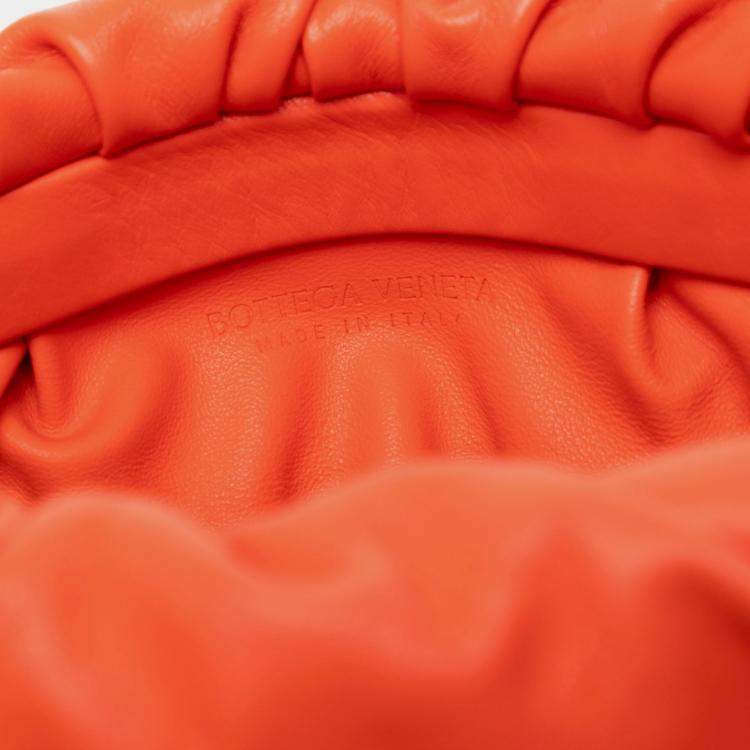 Pre Owned Bottega Veneta Orange Lambskin Chain Pouch