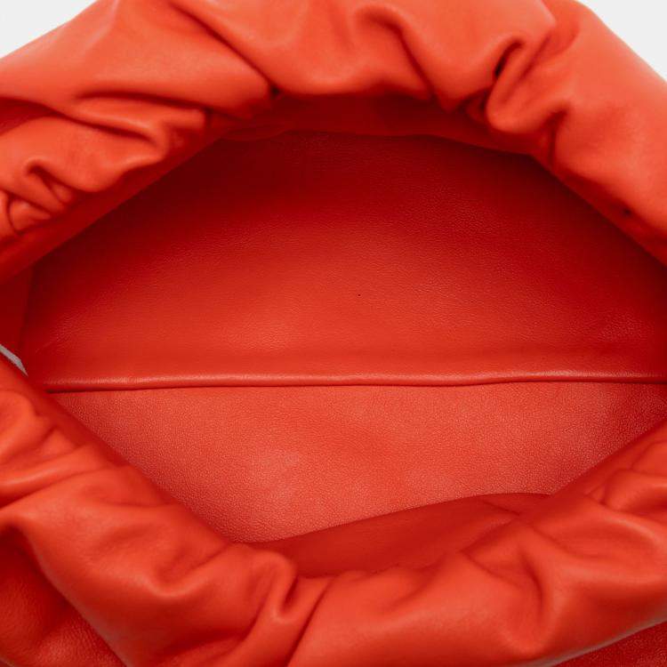Pre Owned Bottega Veneta Orange Lambskin Chain Pouch