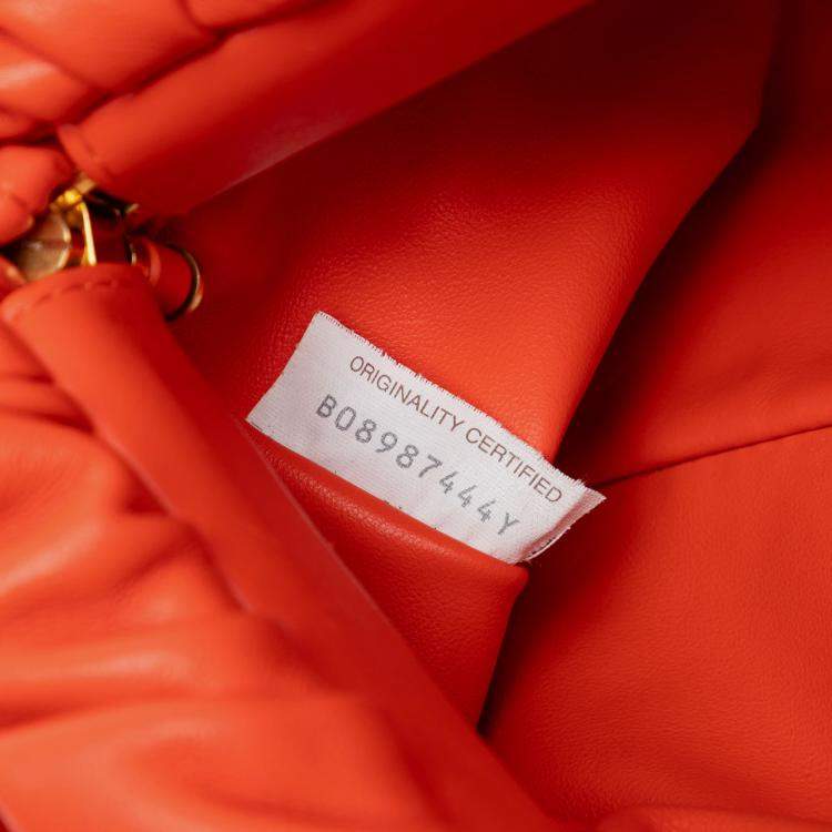 Pre Owned Bottega Veneta Orange Lambskin Chain Pouch