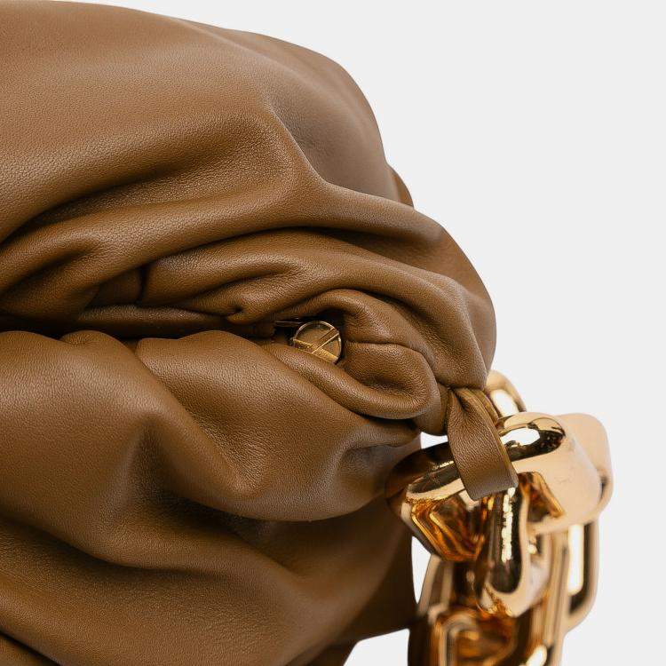 Pre Owned Bottega Veneta Brown Lambskin Chain Pouch