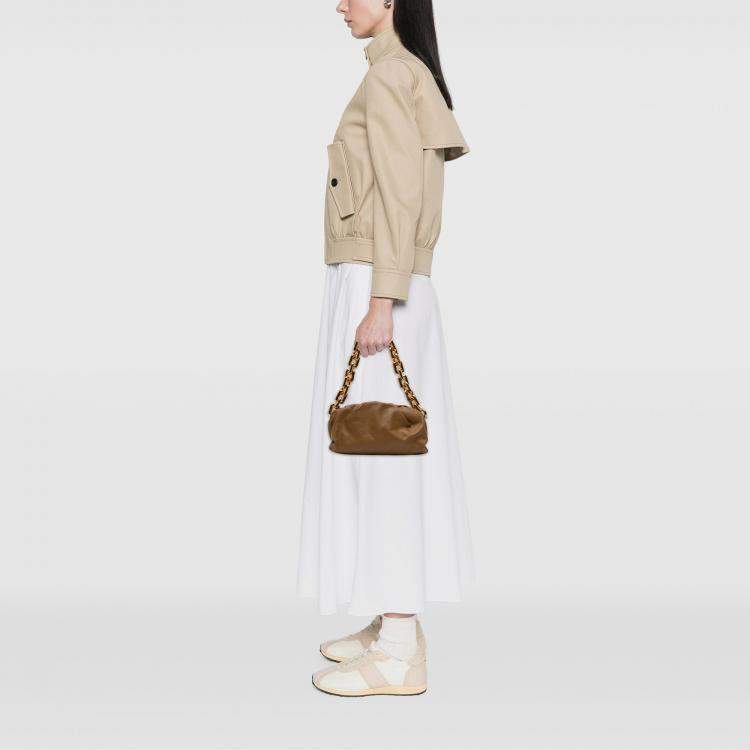 Pre Owned Bottega Veneta Brown Lambskin Chain Pouch