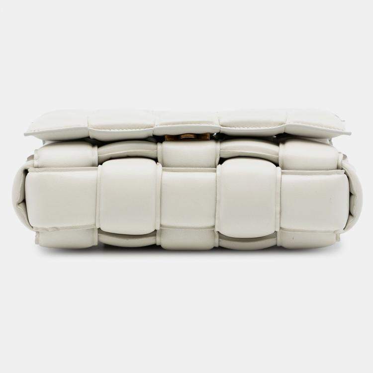 Pre Owned Bottega Veneta White Nappa Intrecciato Padded Cassette Crossbody