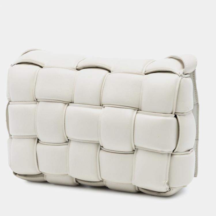 Pre Owned Bottega Veneta White Nappa Intrecciato Padded Cassette Crossbody