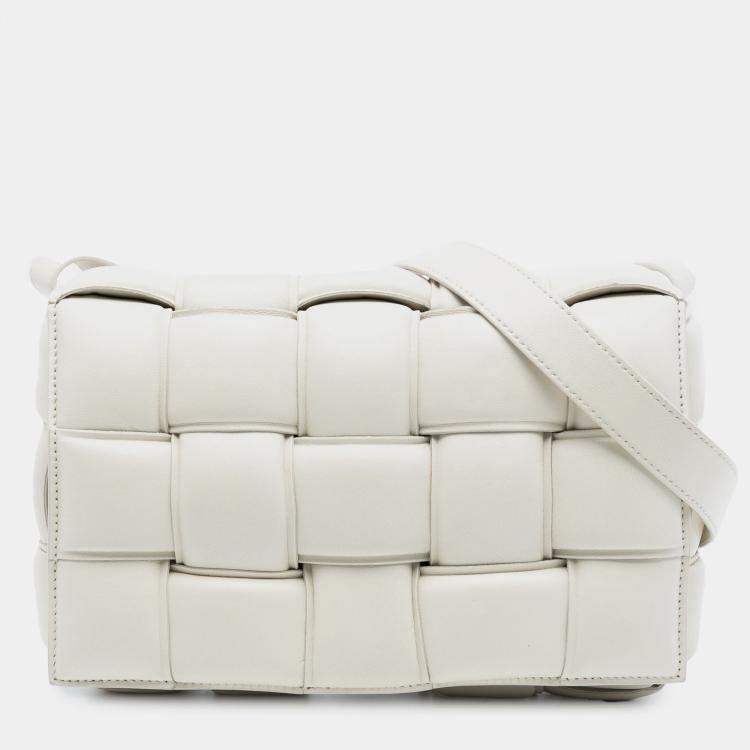 Pre Owned Bottega Veneta White Nappa Intrecciato Padded Cassette Crossbody