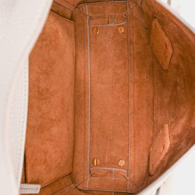 Pre Owned Bottega Veneta White Leather Mini Acro Top Handle