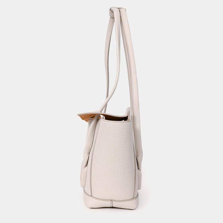 Pre Owned Bottega Veneta White Leather Mini Acro Top Handle