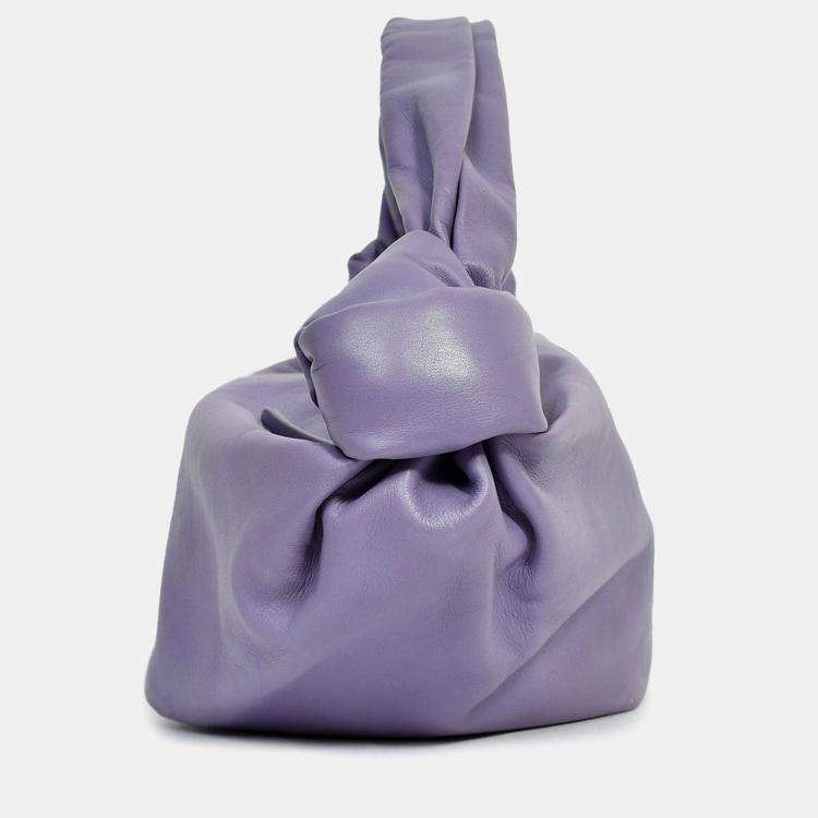 Pre Owned Bottega Veneta Lilac Leather Mini Double Knot Top Handle Bag