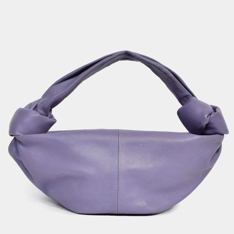 Pre Owned Bottega Veneta Lilac Leather Mini Double Knot Top Handle Bag