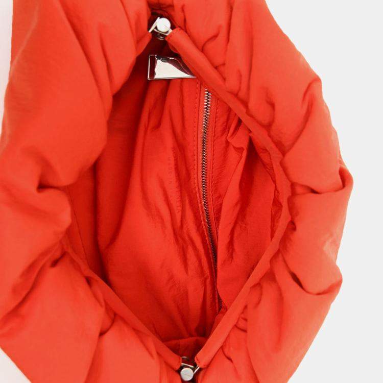 Pre Owned Bottega Veneta Orange Nylon The Pouch