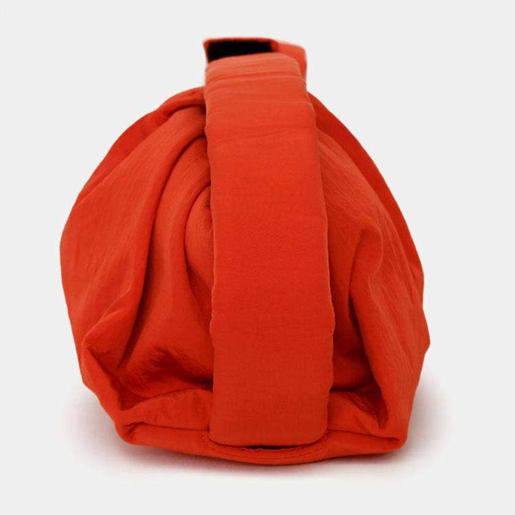 Pre Owned Bottega Veneta Orange Nylon The Pouch
