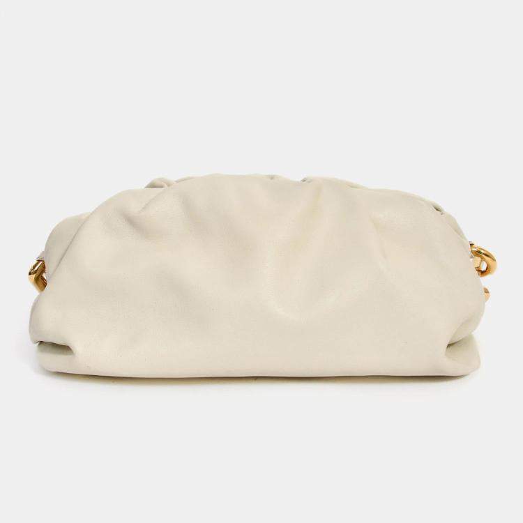 Pre Owned Bottega Veneta Beige Chain Pouch Bag
