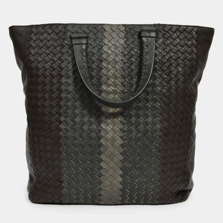 Pre Owned Bottega Veneta Black Intrecciato Leather Top Handle Tote Bag with Strap