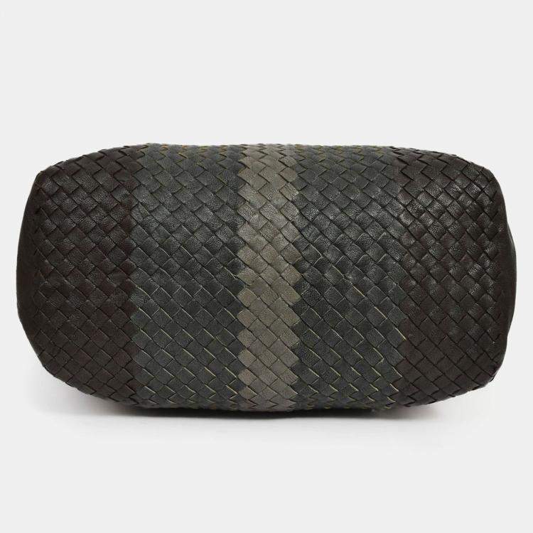 Pre Owned Bottega Veneta Black Intrecciato Leather Top Handle Tote Bag with Strap