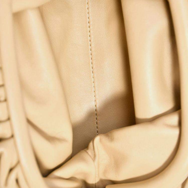 Pre Owned Bottega Veneta Beige Leather Mini Pouch Bag