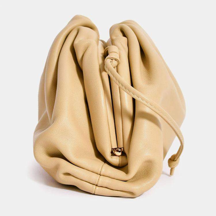 Pre Owned Bottega Veneta Beige Leather Mini Pouch Bag