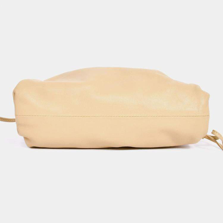 Pre Owned Bottega Veneta Beige Leather Mini Pouch Bag