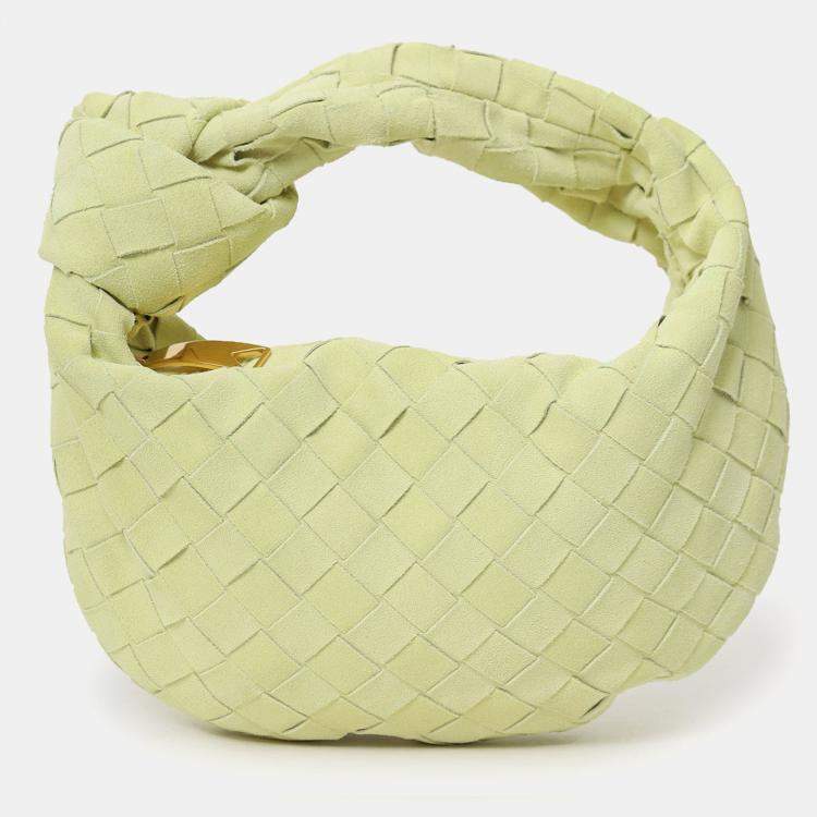 Pre Owned Bottega Veneta Yellow Intrecciato Suede Leather Mini Jodie