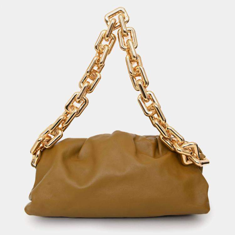 Pre Owned Bottega Veneta Brown Leather Chain Pouch