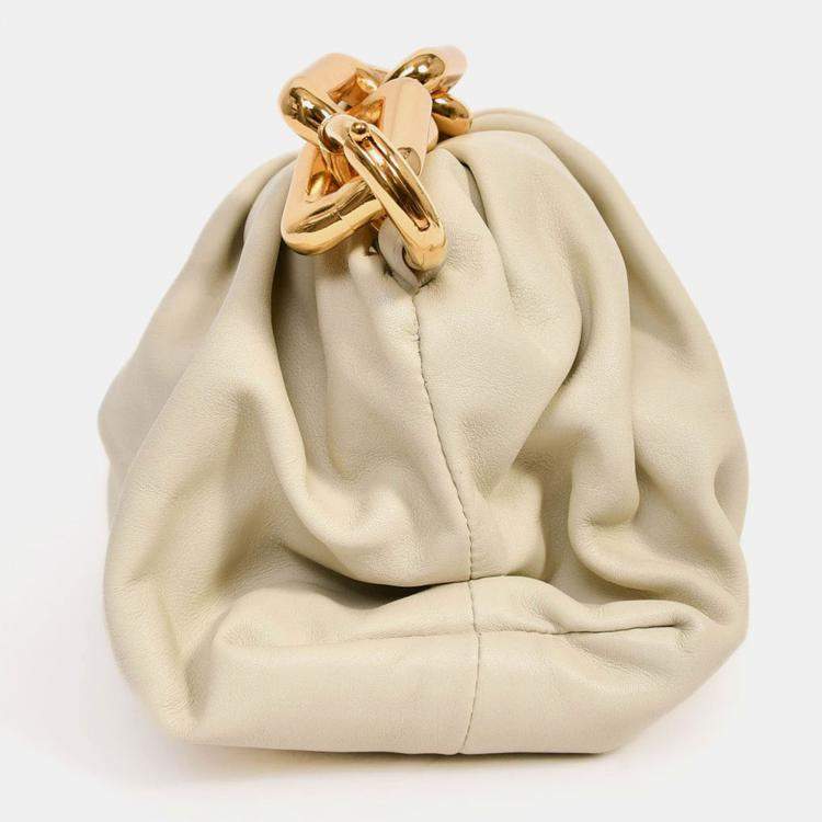 Pre Owned Bottega Veneta Beige Chain Pouch Bag