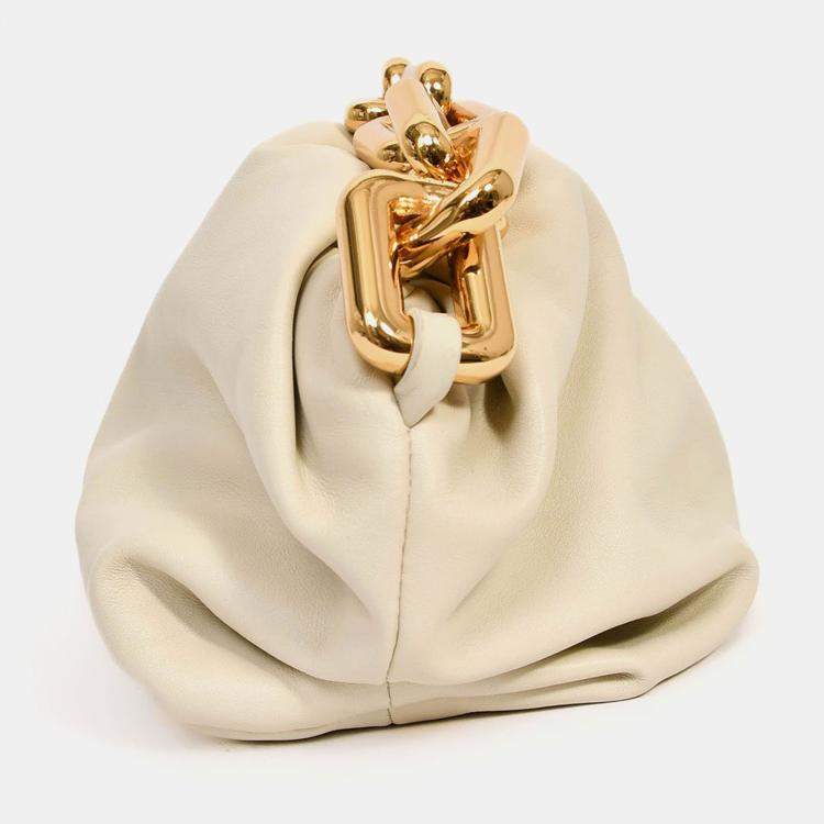 Pre Owned Bottega Veneta Beige Chain Pouch Bag