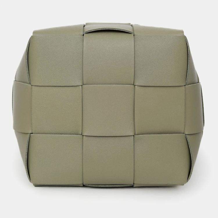 Pre Owned Bottega Veneta Green Intrecciato Small Cassette Bucket Bag