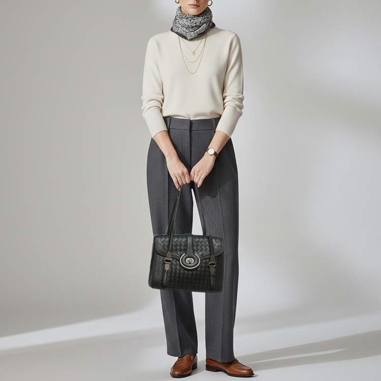 مملوكة مسبقًا Bottega Venetta Mezzaluna Black Intrecciato Leather Bag