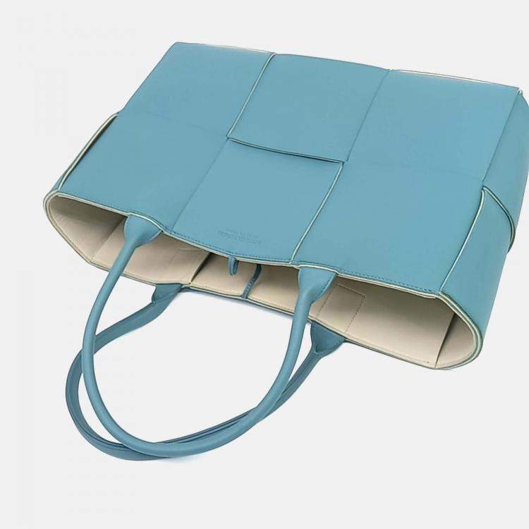 Pre Owned Bottega Veneta Blue Leather Arco Tote Bag