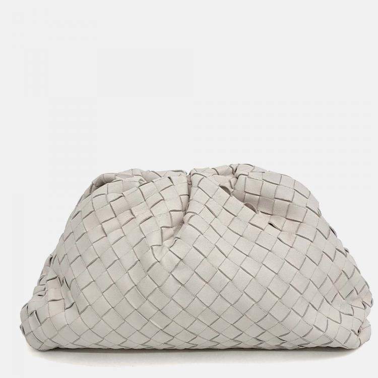 Pre Owned Bottega Veneta Beige Leather Mesh Butter Calf Pouch