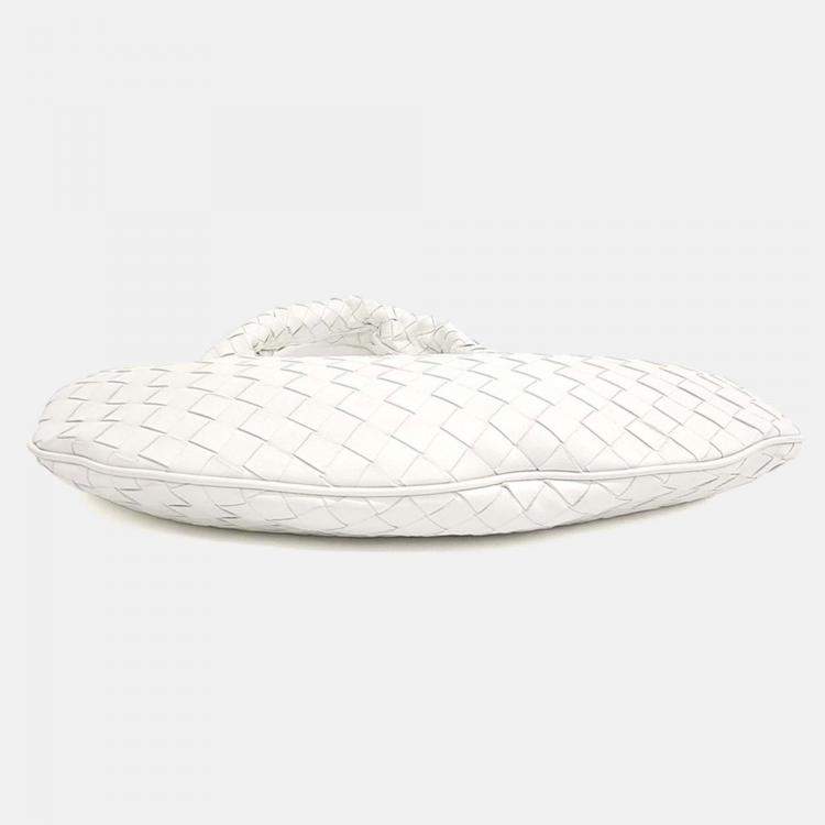 مملوكة مسبقًا Bottega Veneta White Leather Mesh Crossbody Bag