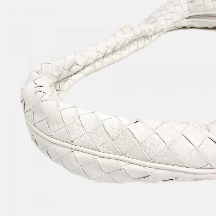 مملوكة مسبقًا Bottega Veneta White Leather Mesh Crossbody Bag