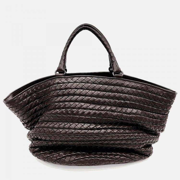 مملوكة مسبقًا Bottega Veneta Brown Leather Mesh Tote Bag