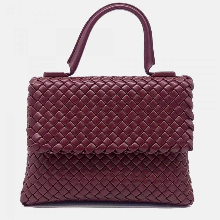 Pre Owned Bottega Veneta Burgundy Leather Patti Top Handle Bag