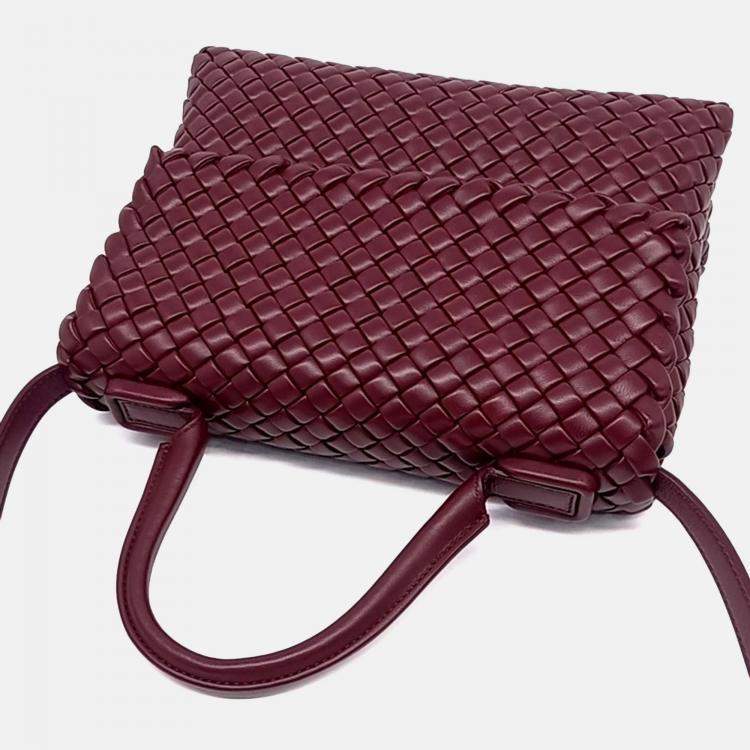Pre Owned Bottega Veneta Burgundy Leather Patti Top Handle Bag