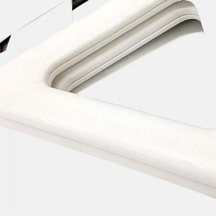 Pre Owned Bottega Veneta White Leather Triangle Basket