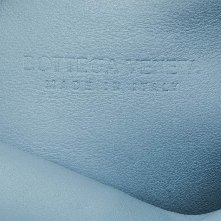 Pre Owned Bottega Veneta BV Trine Angular Light Blue Leather Clutch