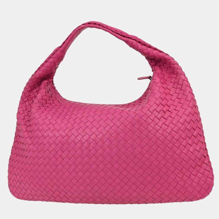 Pre Owned Bottega Veneta Pink Intrecciato Hobo Handbag