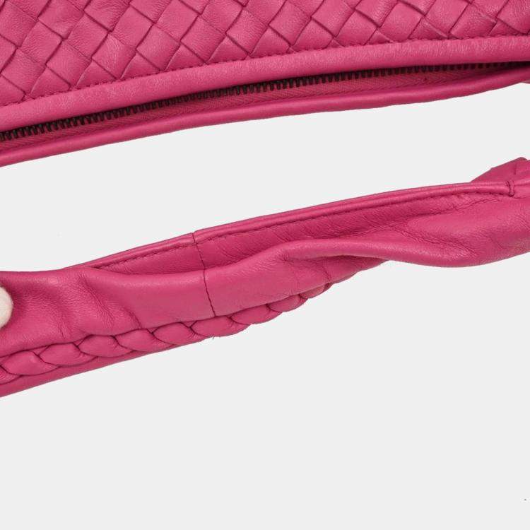 Pre Owned Bottega Veneta Pink Intrecciato Hobo Handbag