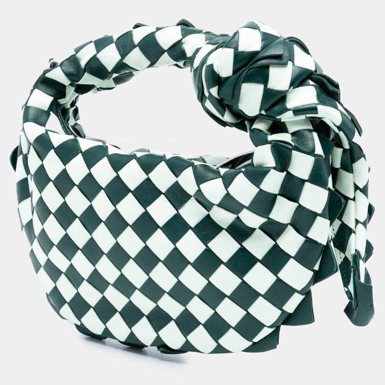 مملوكة مسبقًا Bottega Veneta Green White Mini Bicolor Nappa Intrecciato Dragon Jodie