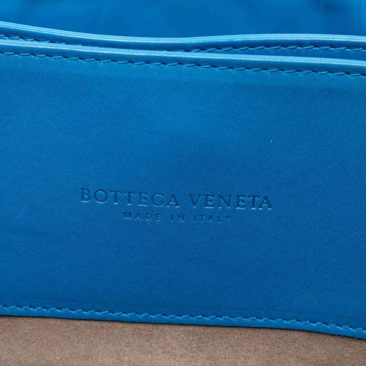 Pre Owned Bottega Veneta Blue Small Nappa Intrecciato Roma Satchel